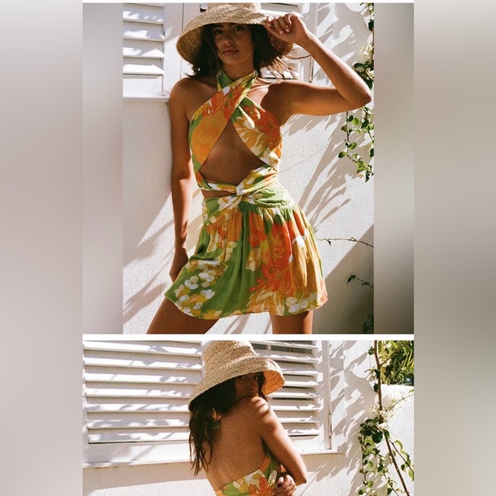 Floral Halter Neck Dress